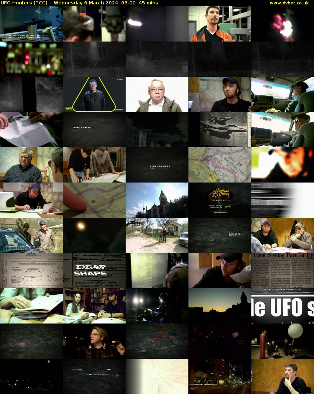 UFO Hunters (TCC) Wednesday 6 March 2024 03:00 - 03:45