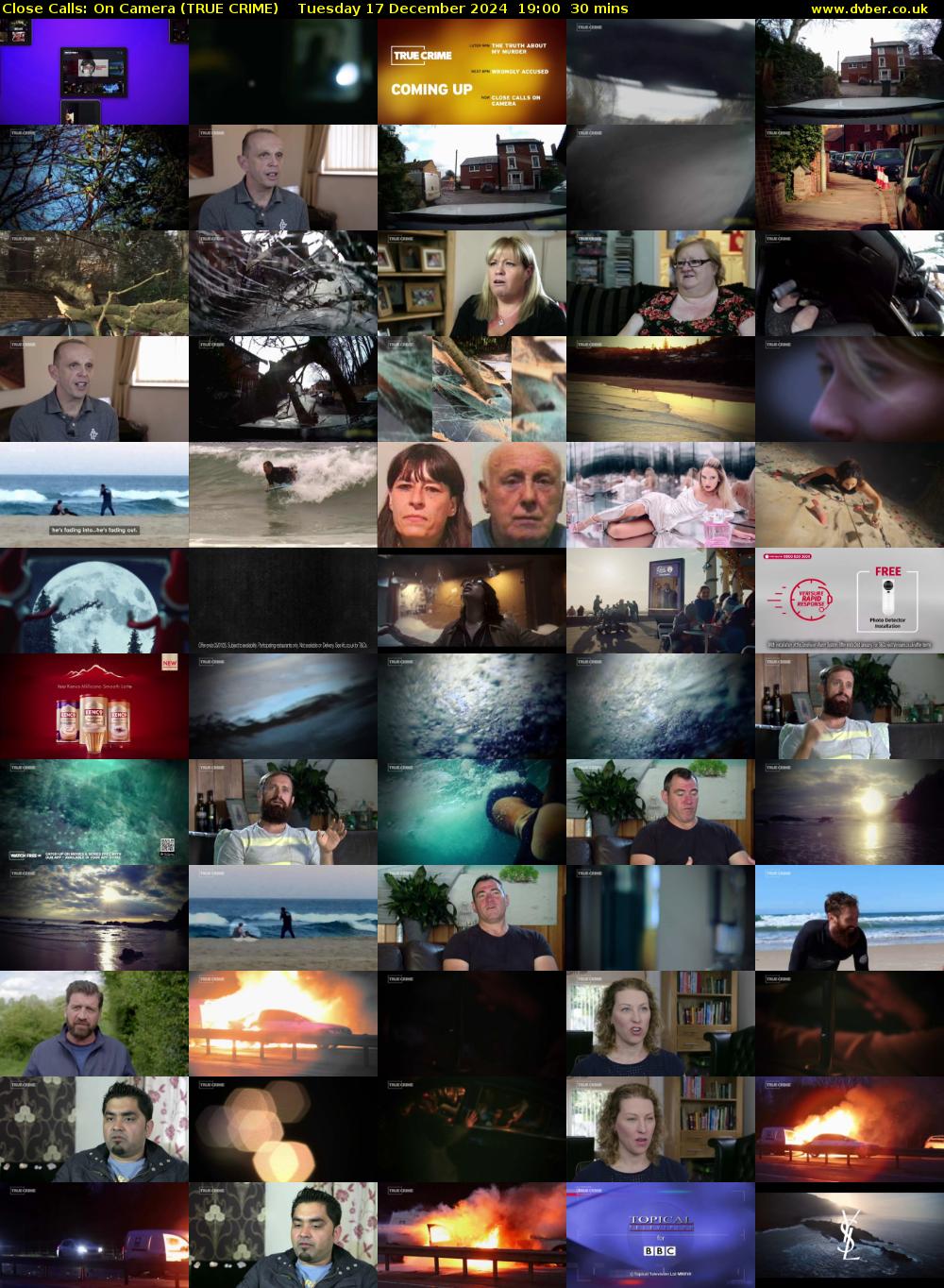 Close Calls: On Camera (TRUE CRIME) Tuesday 17 December 2024 19:00 - 19:30