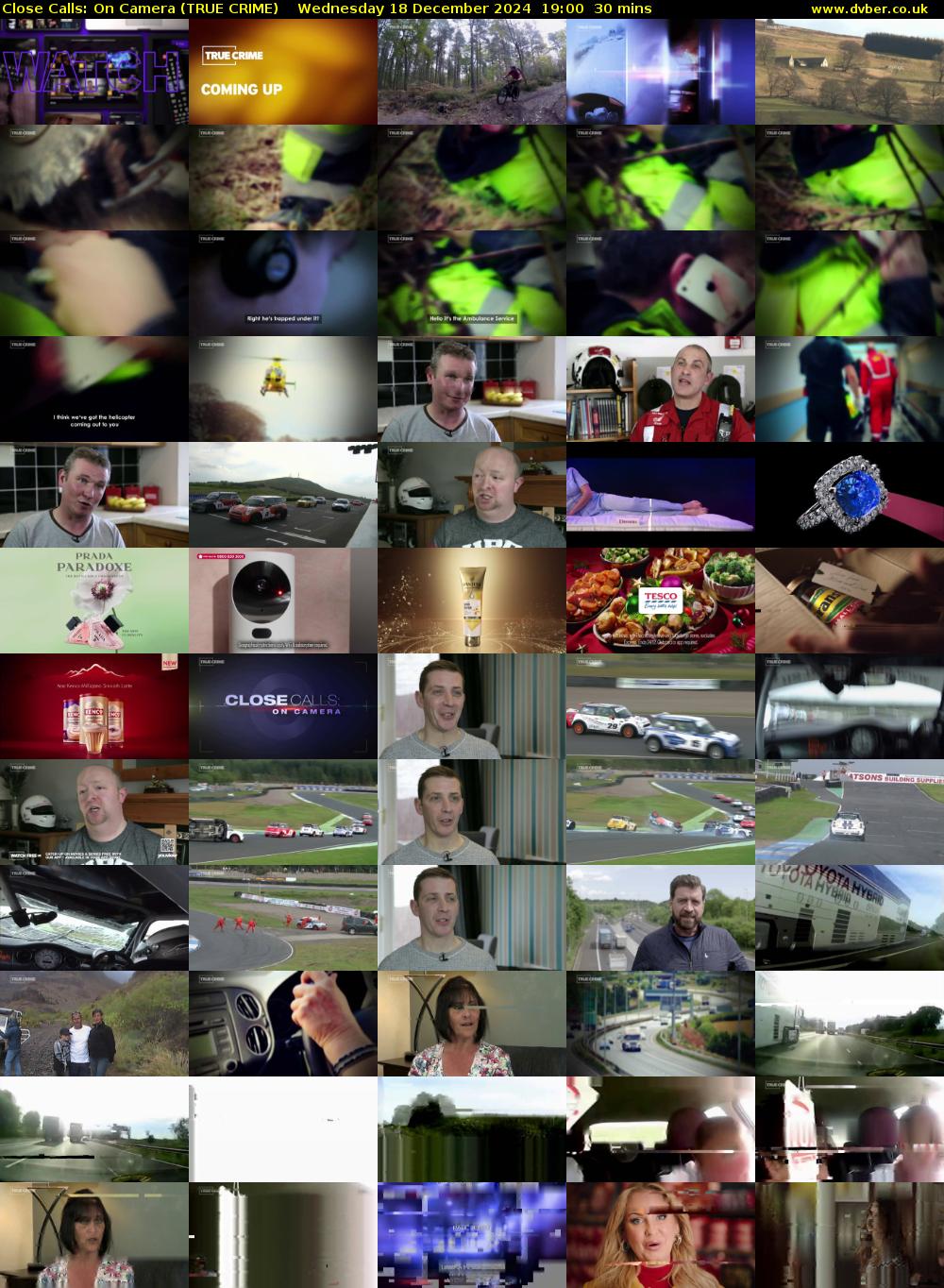 Close Calls: On Camera (TRUE CRIME) Wednesday 18 December 2024 19:00 - 19:30