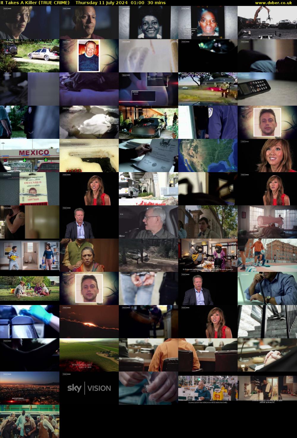 It Takes A Killer (TRUE CRIME) Thursday 11 July 2024 01:00 - 01:30