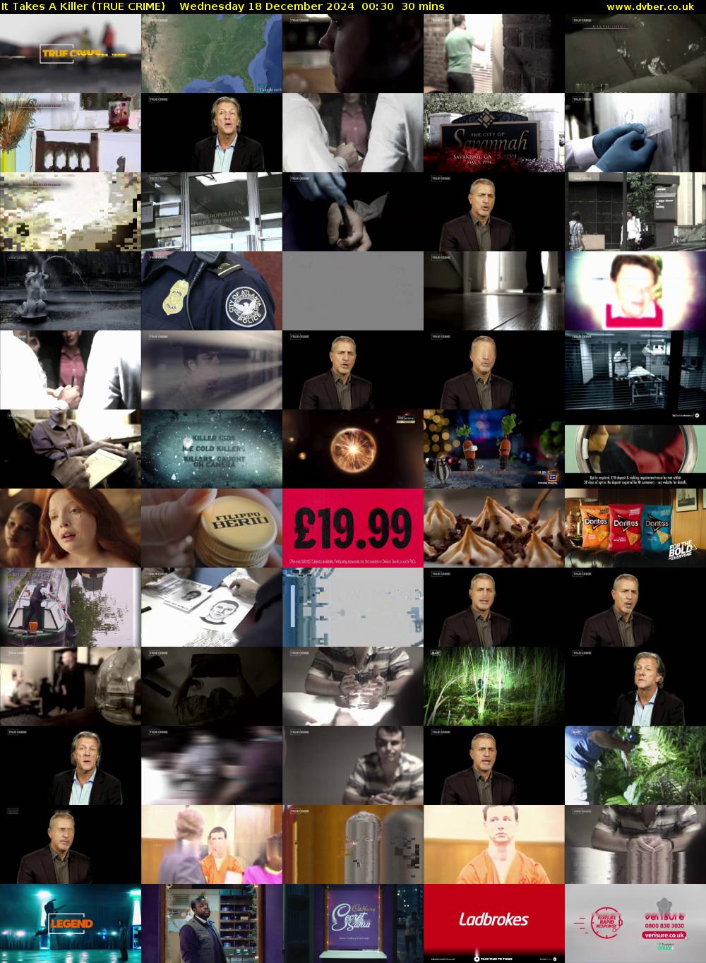 It Takes A Killer (TRUE CRIME) Wednesday 18 December 2024 00:30 - 01:00