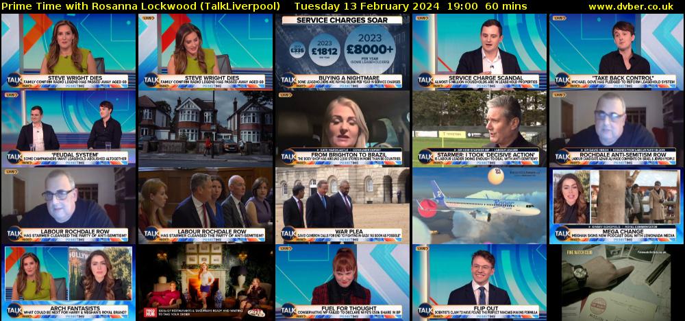 Prime Time with Rosanna Lockwood (TalkLiverpool) Tuesday 13 February 2024 19:00 - 20:00