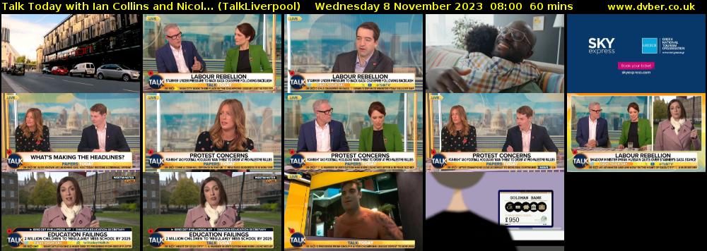 Talk Today with Ian Collins and Nicol... (TalkLiverpool) Wednesday 8 November 2023 08:00 - 09:00