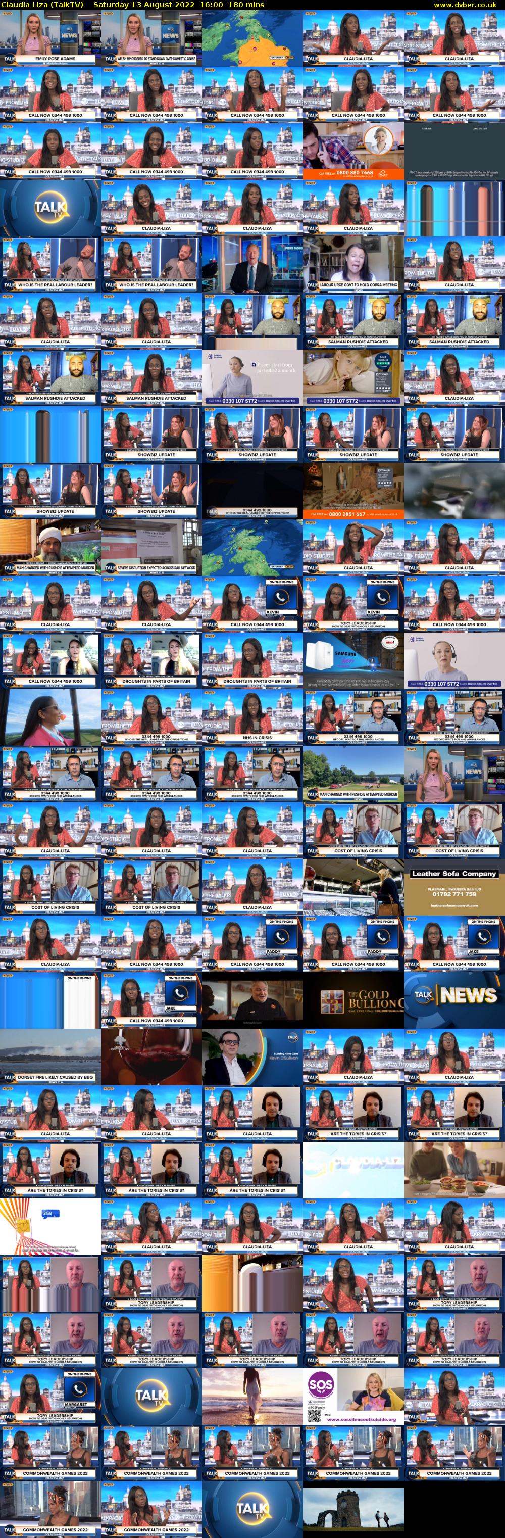 Claudia Liza (TalkTV) Saturday 13 August 2022 16:00 - 19:00