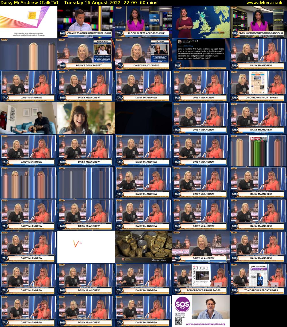 Daisy McAndrew (TalkTV) Tuesday 16 August 2022 22:00 - 23:00