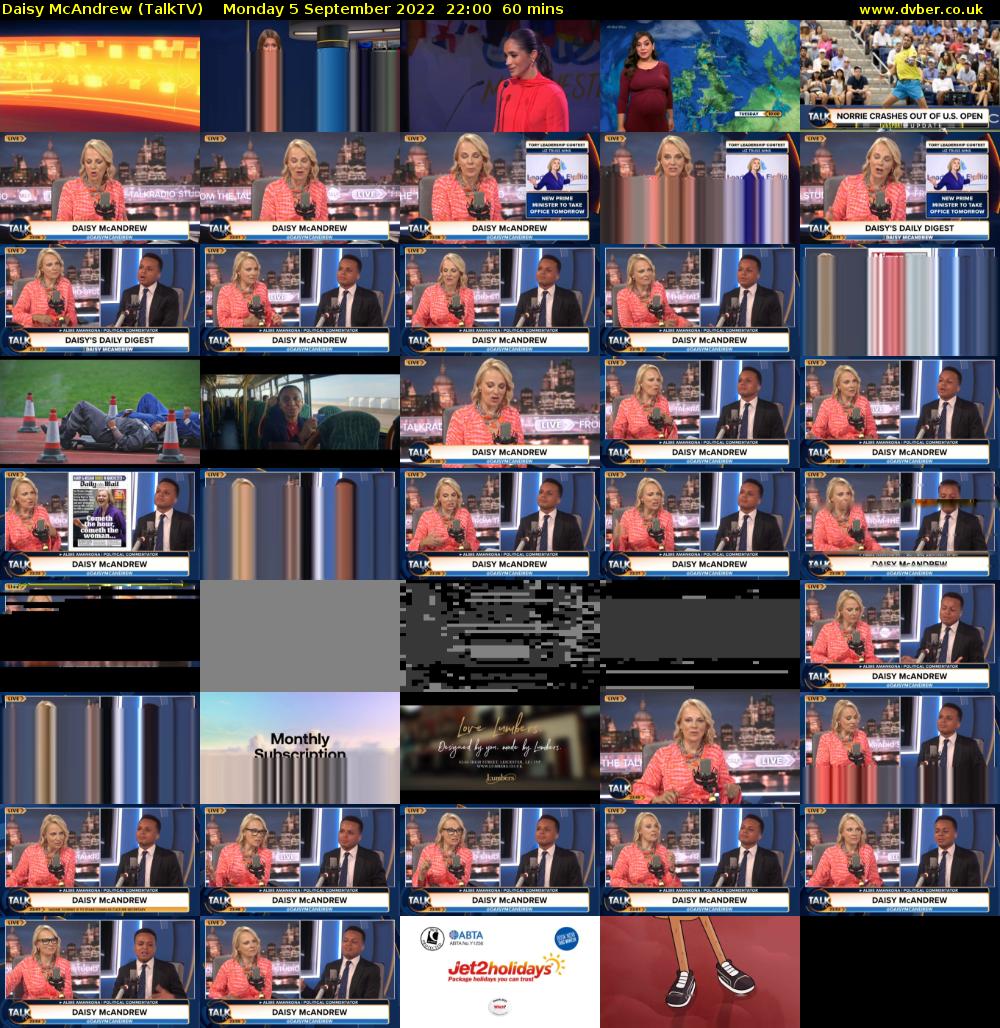 Daisy McAndrew (TalkTV) Monday 5 September 2022 22:00 - 23:00