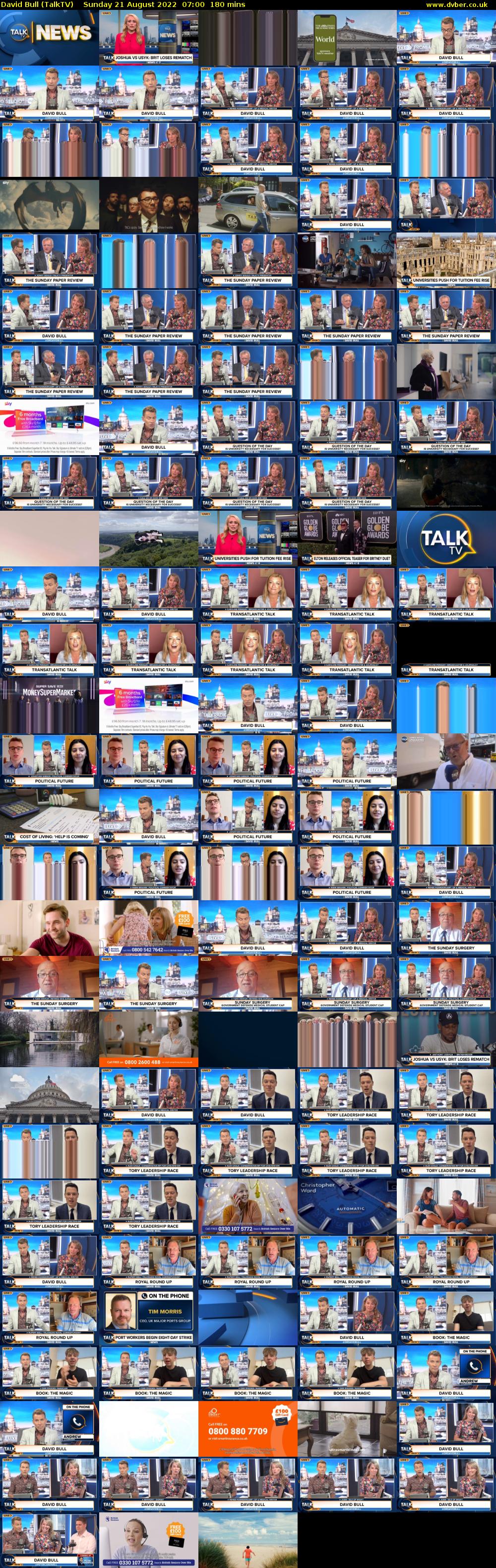 David Bull (TalkTV) Sunday 21 August 2022 07:00 - 10:00