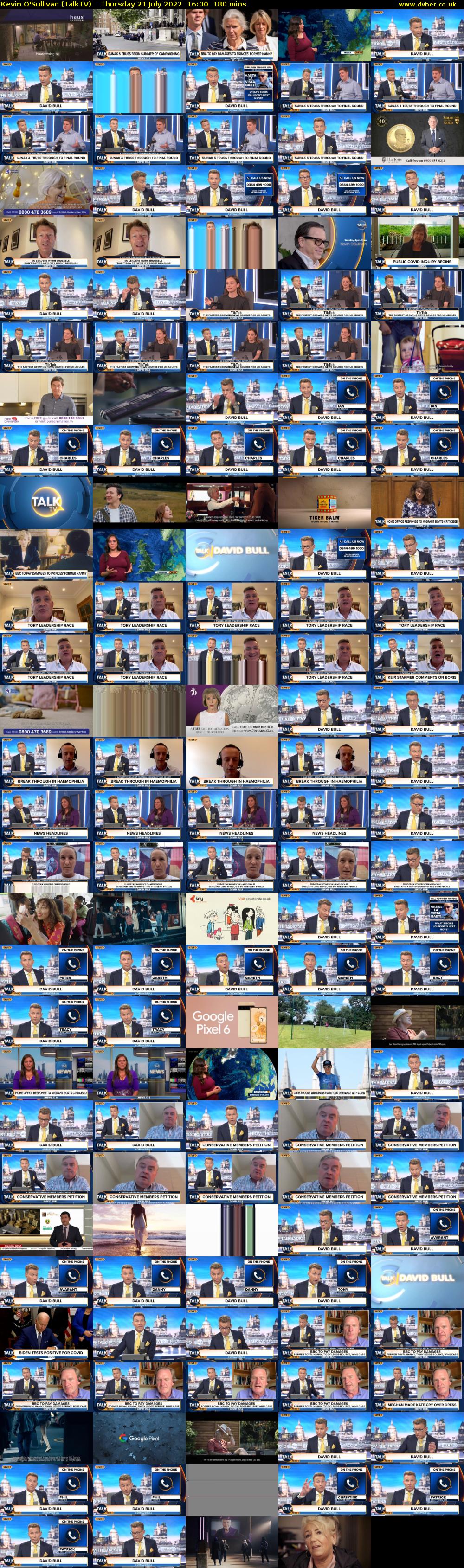 Kevin O'Sullivan (TalkTV) Thursday 21 July 2022 16:00 - 19:00