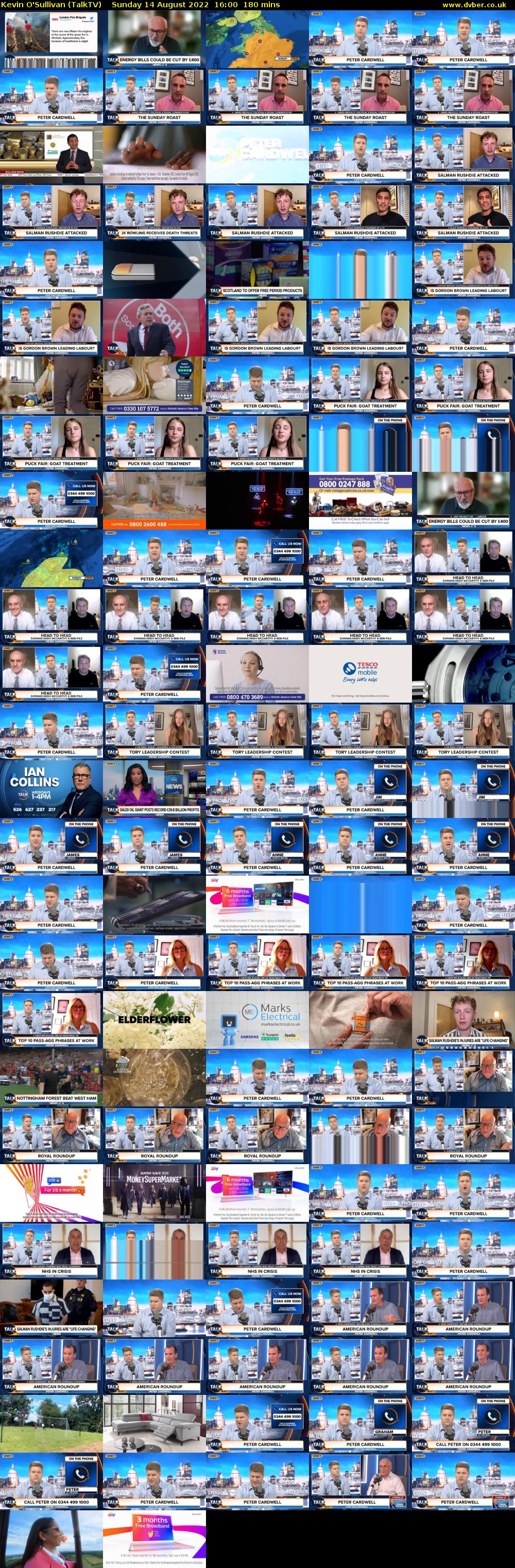 Kevin O'Sullivan (TalkTV) Sunday 14 August 2022 16:00 - 19:00