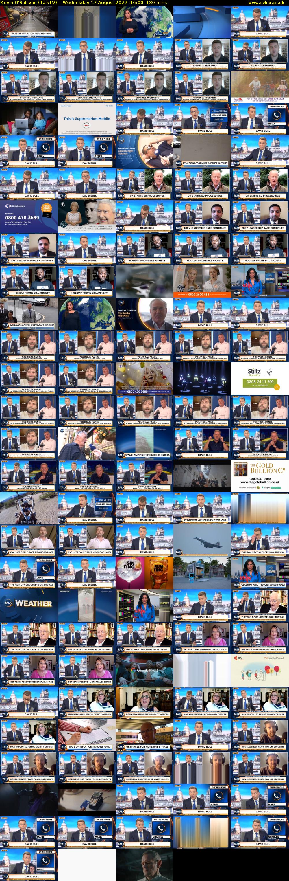 Kevin O'Sullivan (TalkTV) Wednesday 17 August 2022 16:00 - 19:00