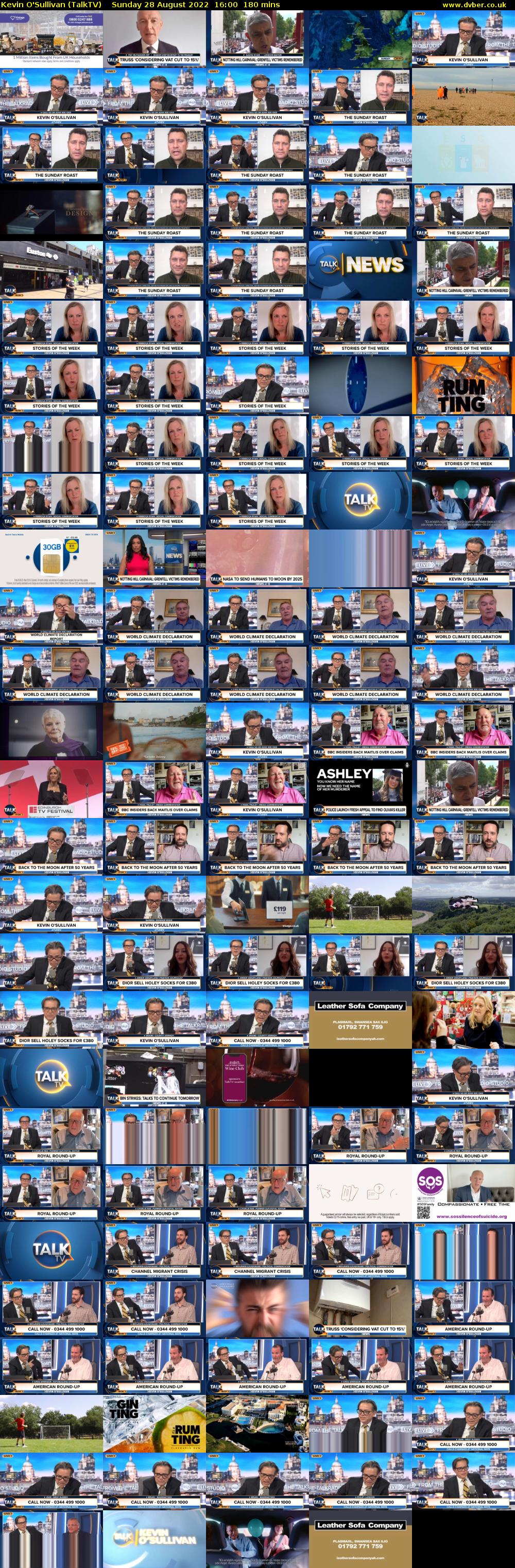 Kevin O'Sullivan (TalkTV) Sunday 28 August 2022 16:00 - 19:00