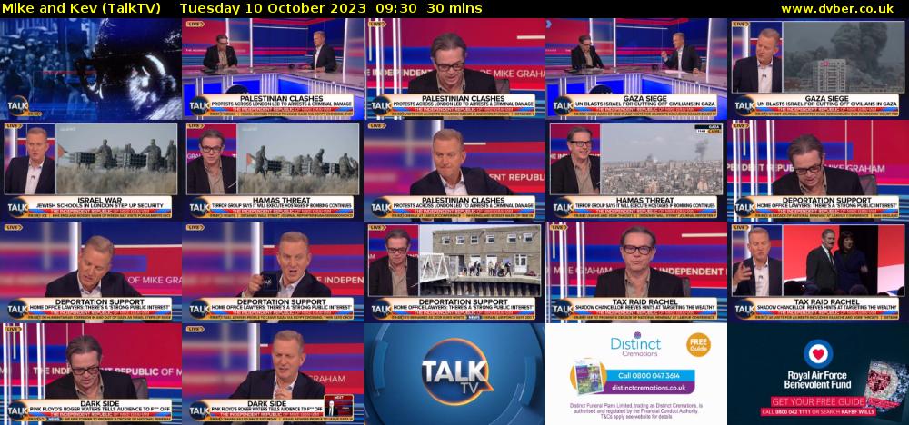 Mike and Kev (TalkTV) Tuesday 10 October 2023 09:30 - 10:00