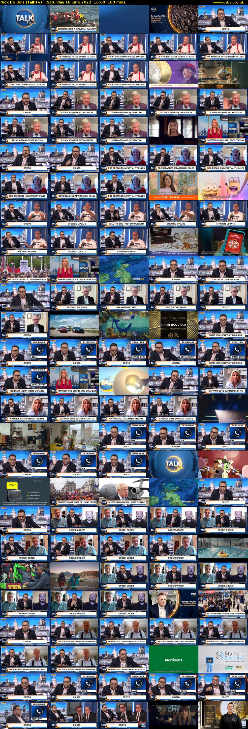Nick De Bois (TalkTV) Saturday 18 June 2022 16:00 - 19:00