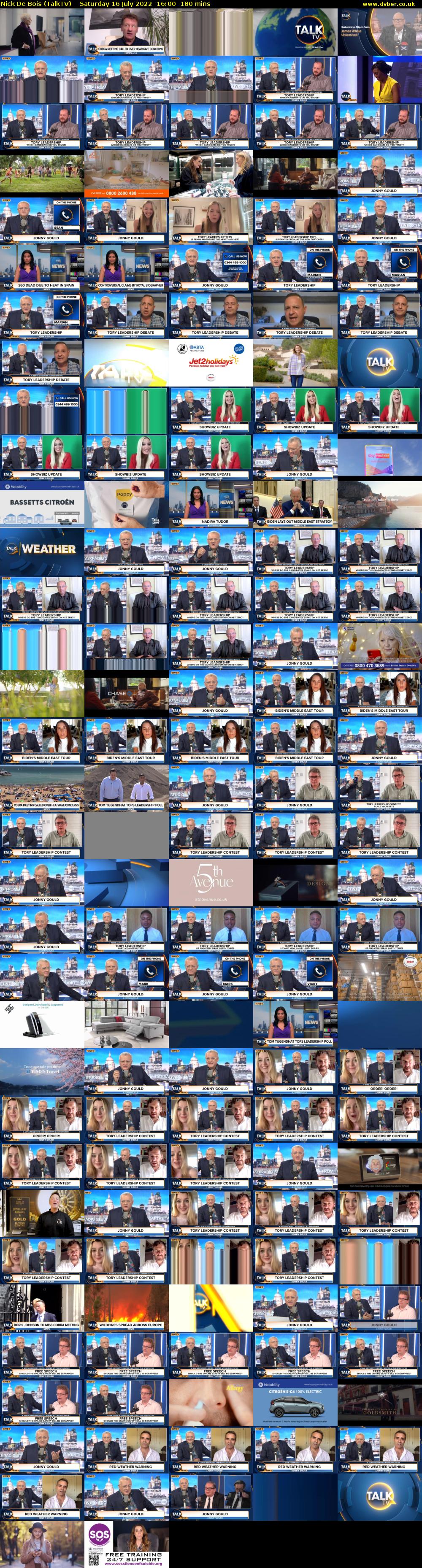 Nick De Bois (TalkTV) Saturday 16 July 2022 16:00 - 19:00