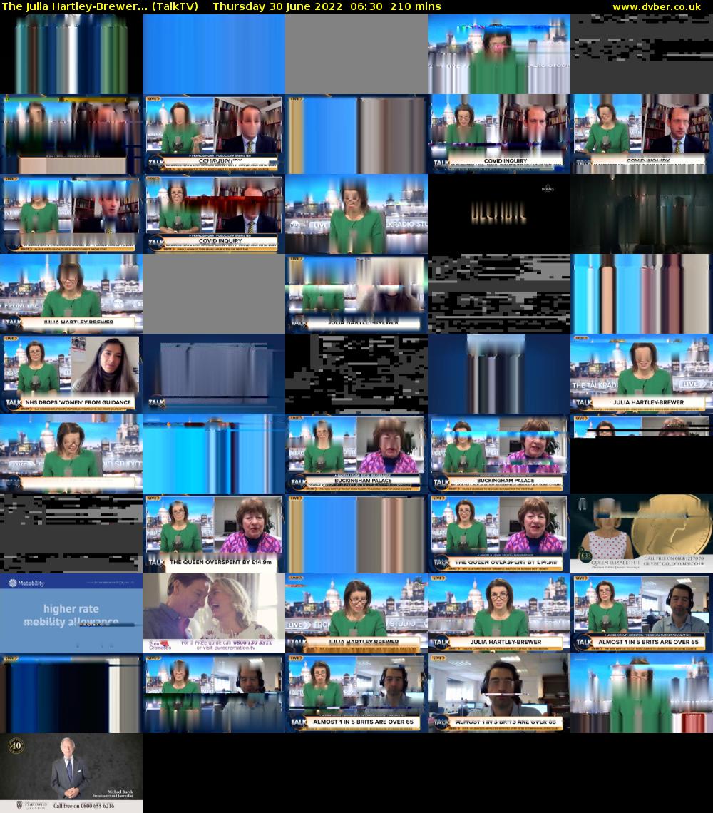 The Julia Hartley-Brewer... (TalkTV) Thursday 30 June 2022 06:30 - 10:00