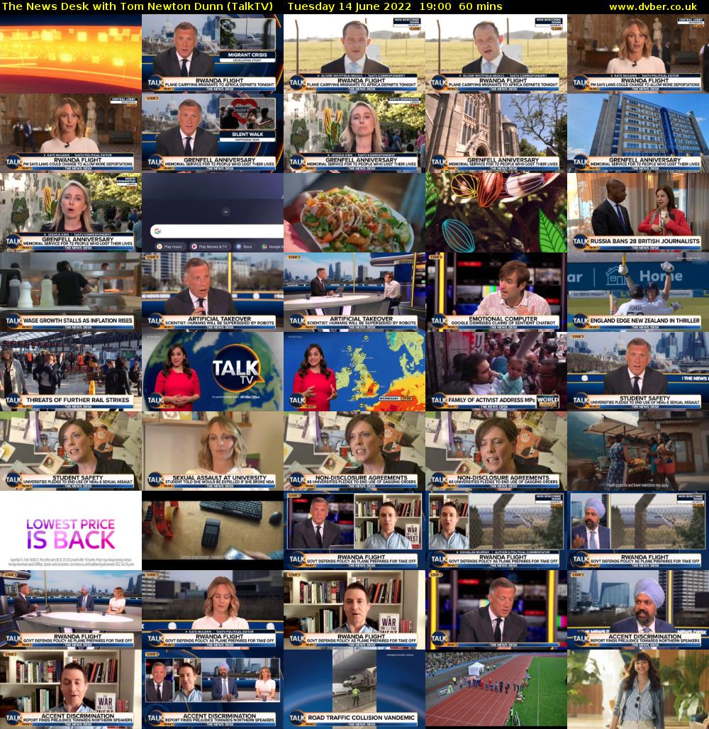 The News Desk with Tom Newton Dunn (TalkTV) Tuesday 14 June 2022 19:00 - 20:00