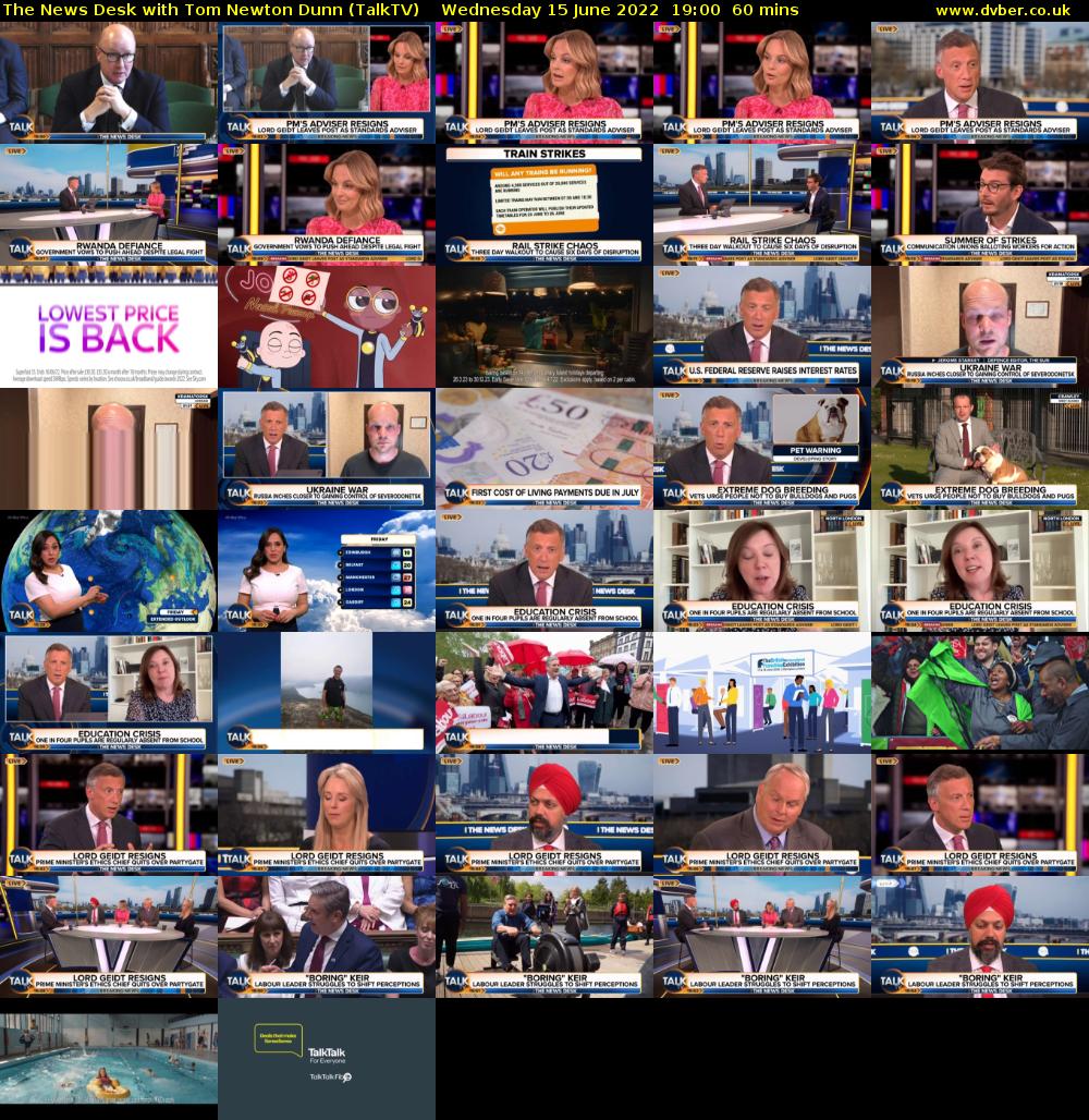 The News Desk with Tom Newton Dunn (TalkTV) Wednesday 15 June 2022 19:00 - 20:00
