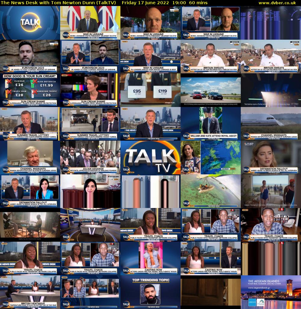 The News Desk with Tom Newton Dunn (TalkTV) Friday 17 June 2022 19:00 - 20:00
