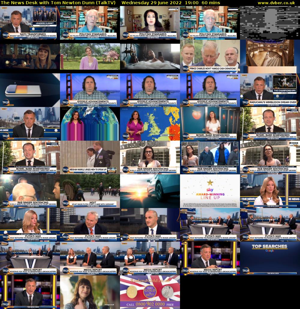 The News Desk with Tom Newton Dunn (TalkTV) Wednesday 29 June 2022 19:00 - 20:00
