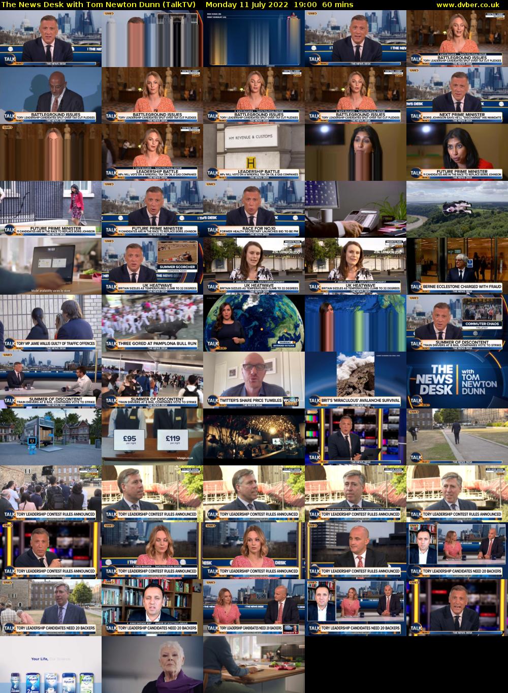 The News Desk with Tom Newton Dunn (TalkTV) Monday 11 July 2022 19:00 - 20:00