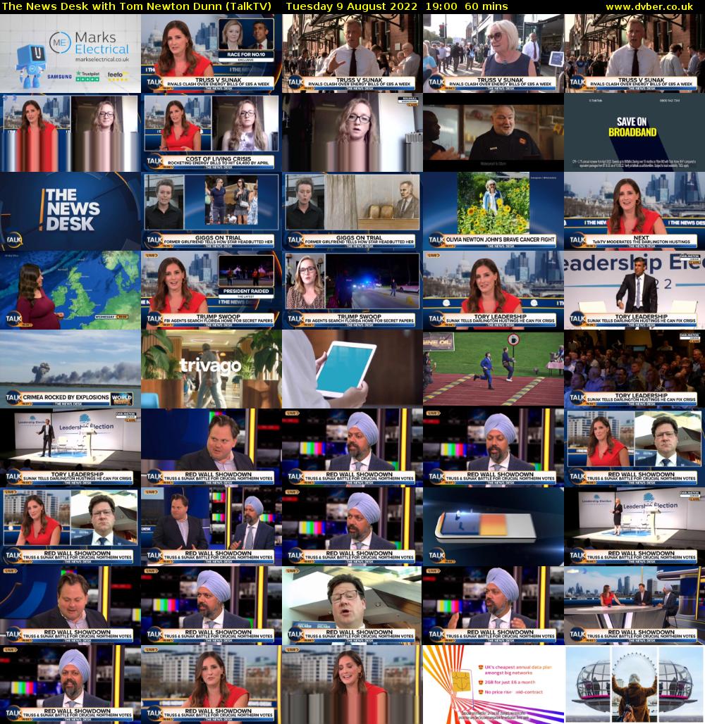 The News Desk with Tom Newton Dunn (TalkTV) Tuesday 9 August 2022 19:00 - 20:00