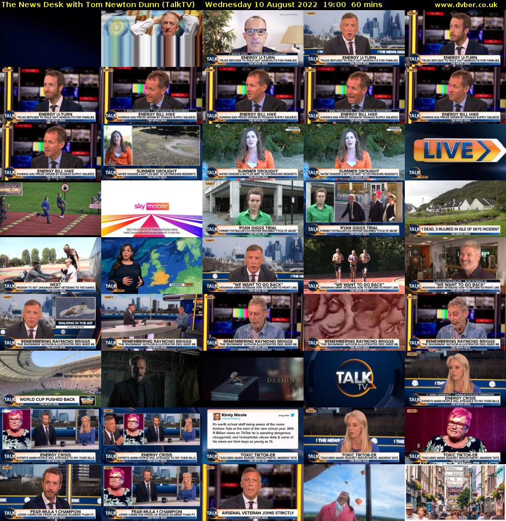 The News Desk with Tom Newton Dunn (TalkTV) Wednesday 10 August 2022 19:00 - 20:00