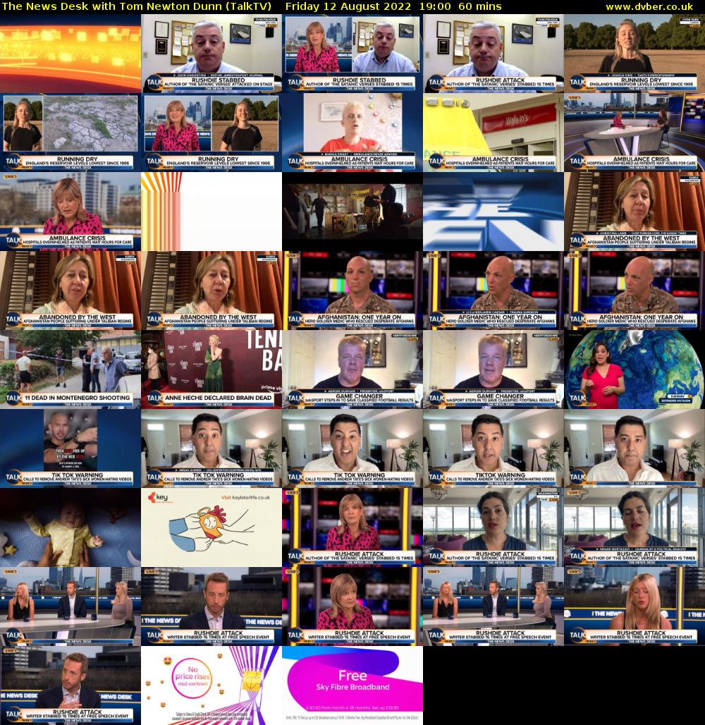 The News Desk with Tom Newton Dunn (TalkTV) Friday 12 August 2022 19:00 - 20:00