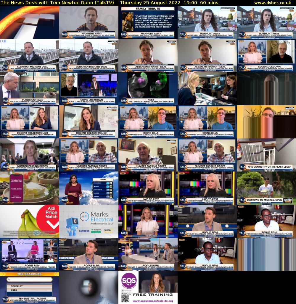 The News Desk with Tom Newton Dunn (TalkTV) Thursday 25 August 2022 19:00 - 20:00