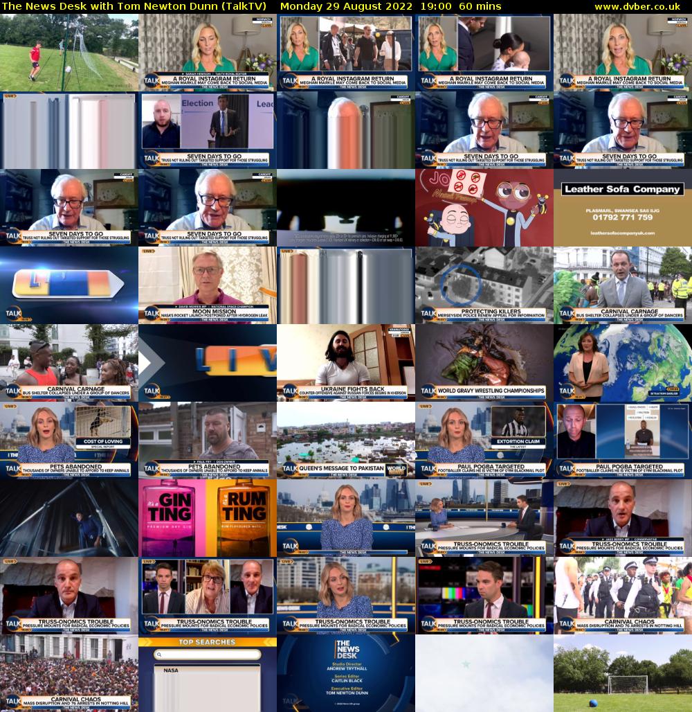 The News Desk with Tom Newton Dunn (TalkTV) Monday 29 August 2022 19:00 - 20:00