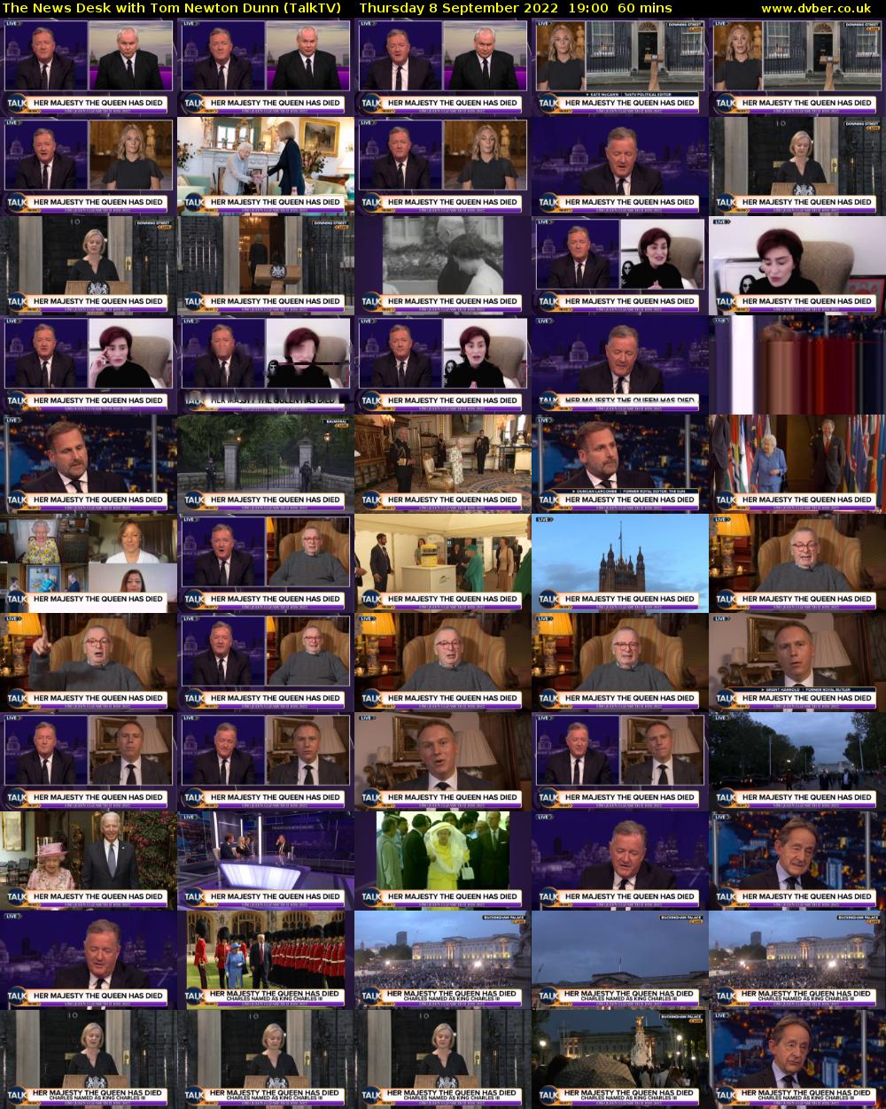 The News Desk with Tom Newton Dunn (TalkTV) Thursday 8 September 2022 19:00 - 20:00