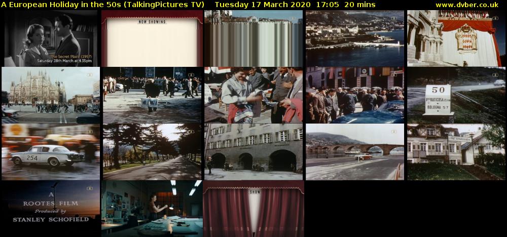 A European Holiday in the 50s (TalkingPictures TV) Tuesday 17 March 2020 17:05 - 17:25