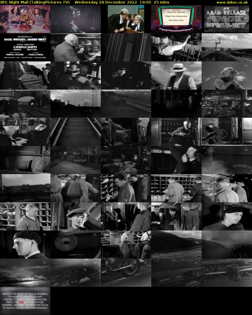 BFI: Night Mail (TalkingPictures TV) Wednesday 28 December 2022 19:05 - 19:30