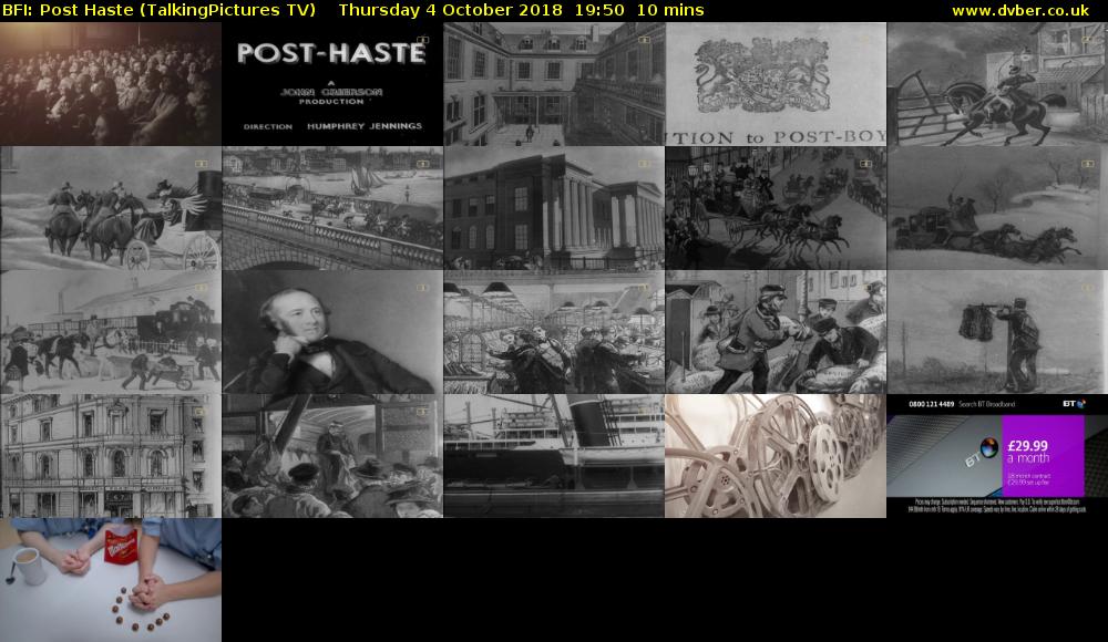 BFI: Post Haste (TalkingPictures TV) Thursday 4 October 2018 19:50 - 20:00