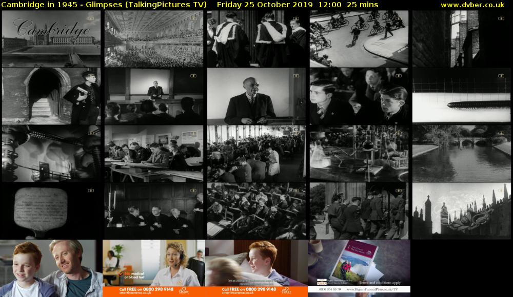 Cambridge in 1945 - Glimpses (TalkingPictures TV) Friday 25 October 2019 12:00 - 12:25