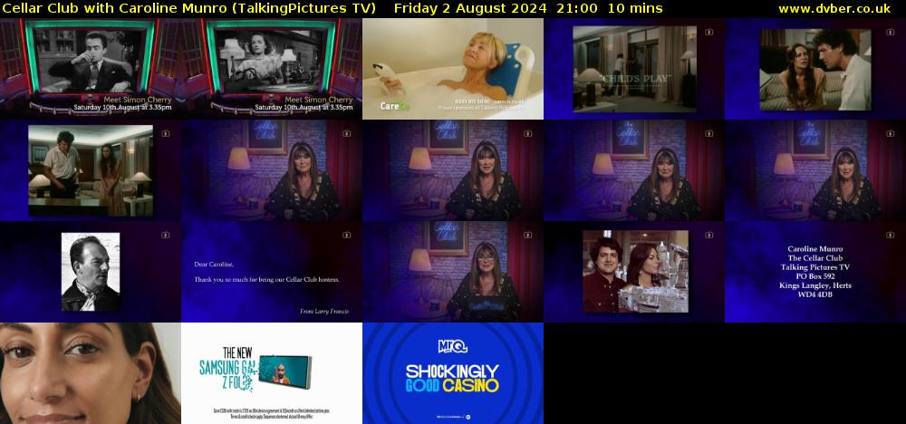 Cellar Club with Caroline Munro (TalkingPictures TV) Friday 2 August 2024 21:00 - 21:10