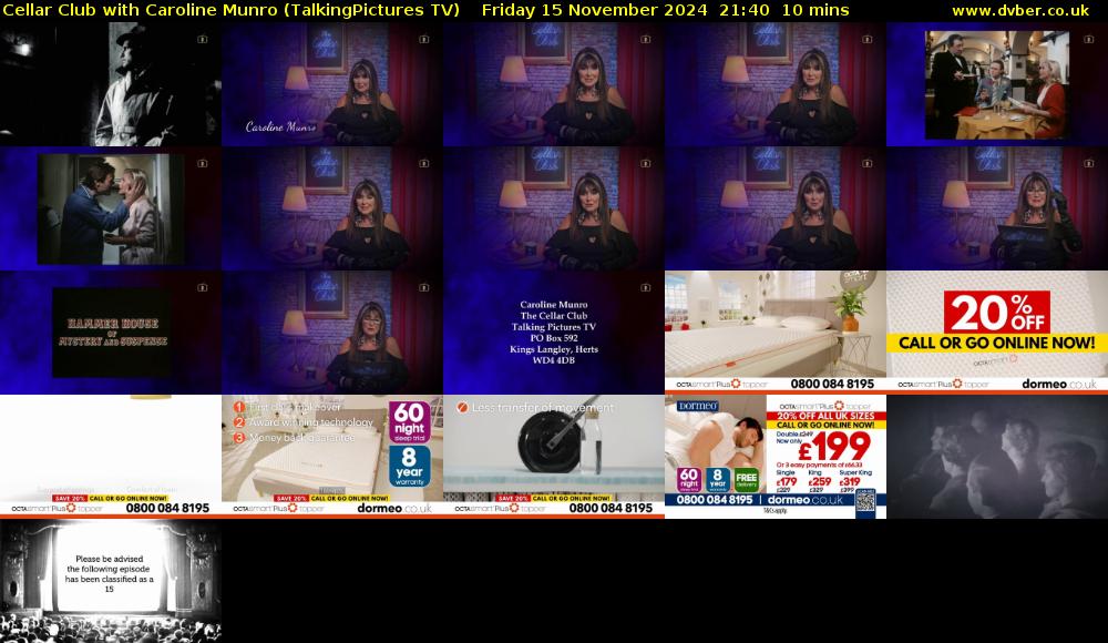 Cellar Club with Caroline Munro (TalkingPictures TV) Friday 15 November 2024 21:40 - 21:50