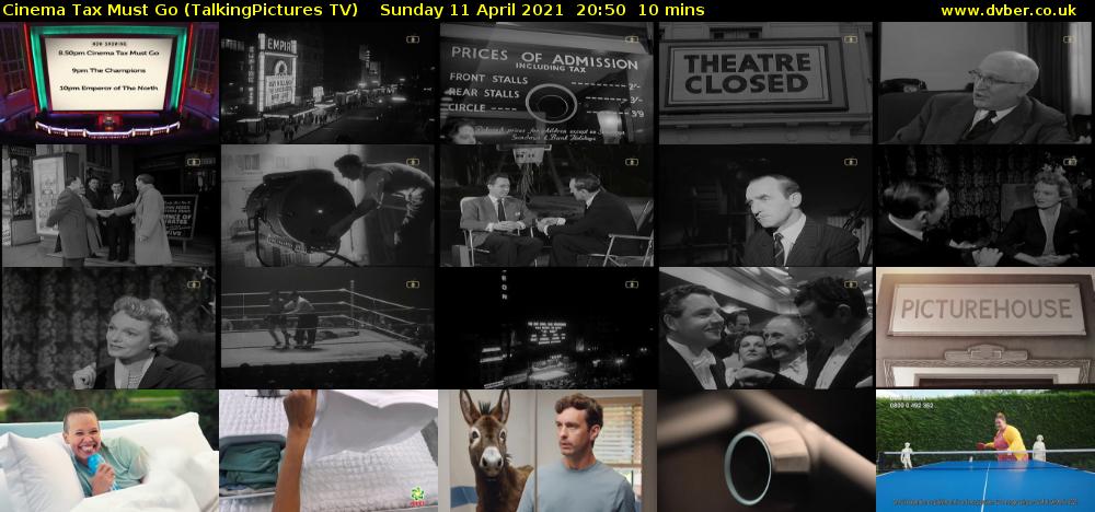 Cinema Tax Must Go (TalkingPictures TV) Sunday 11 April 2021 20:50 - 21:00