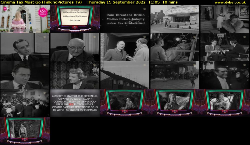 Cinema Tax Must Go (TalkingPictures TV) Thursday 15 September 2022 11:05 - 11:15