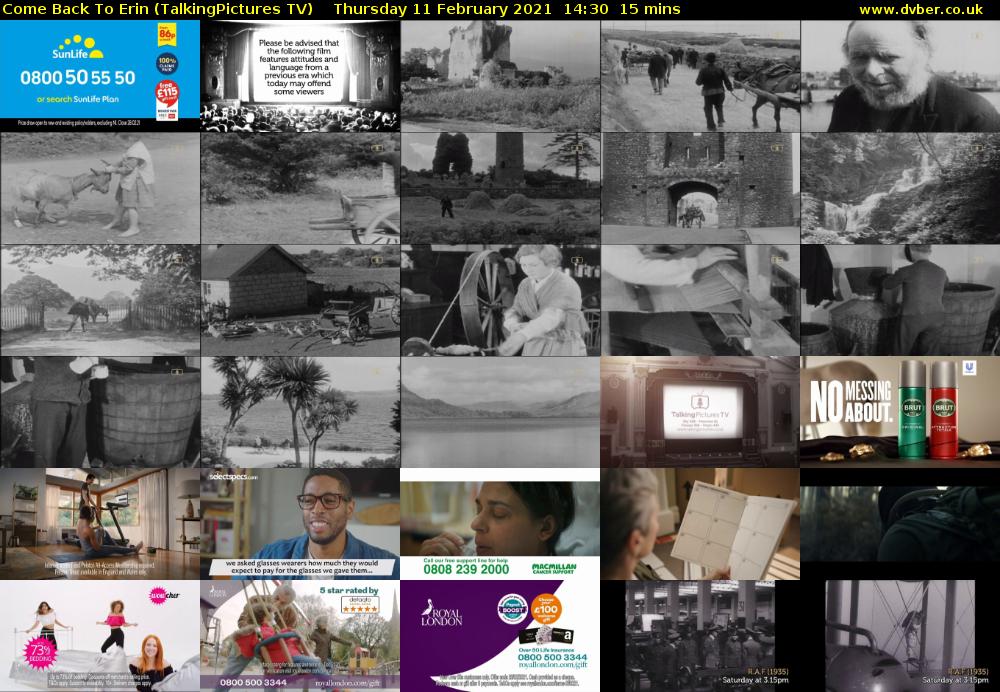 Come Back To Erin (TalkingPictures TV) Thursday 11 February 2021 14:30 - 14:45