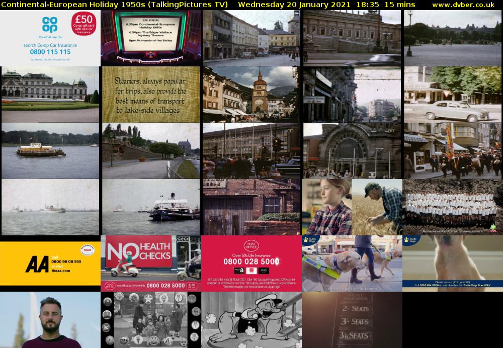 Continental-European Holiday 1950s (TalkingPictures TV) Wednesday 20 January 2021 18:35 - 18:50