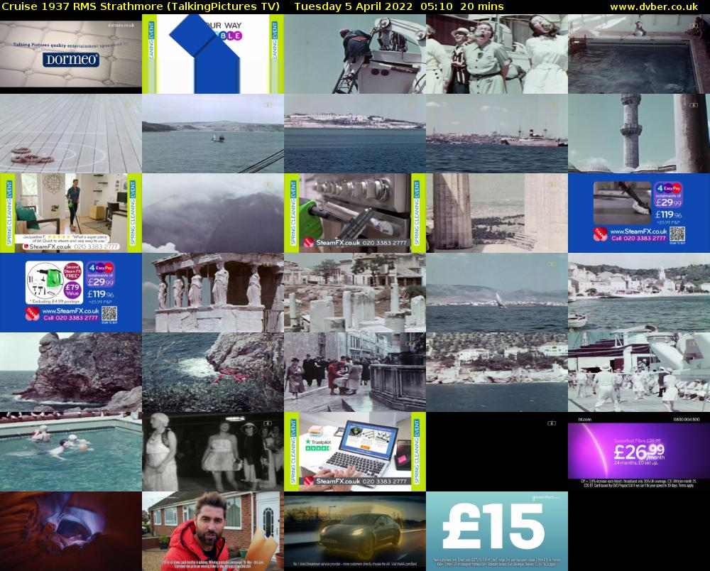 Cruise 1937 RMS Strathmore (TalkingPictures TV) Tuesday 5 April 2022 05:10 - 05:30