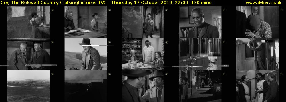 Cry, The Beloved Country (TalkingPictures TV) Thursday 17 October 2019 22:00 - 00:10