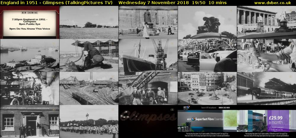 England in 1951 - Glimpses (TalkingPictures TV) Wednesday 7 November 2018 19:50 - 20:00
