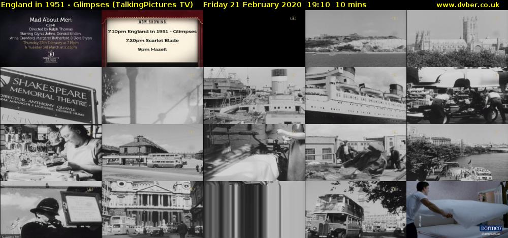 England in 1951 - Glimpses (TalkingPictures TV) Friday 21 February 2020 19:10 - 19:20