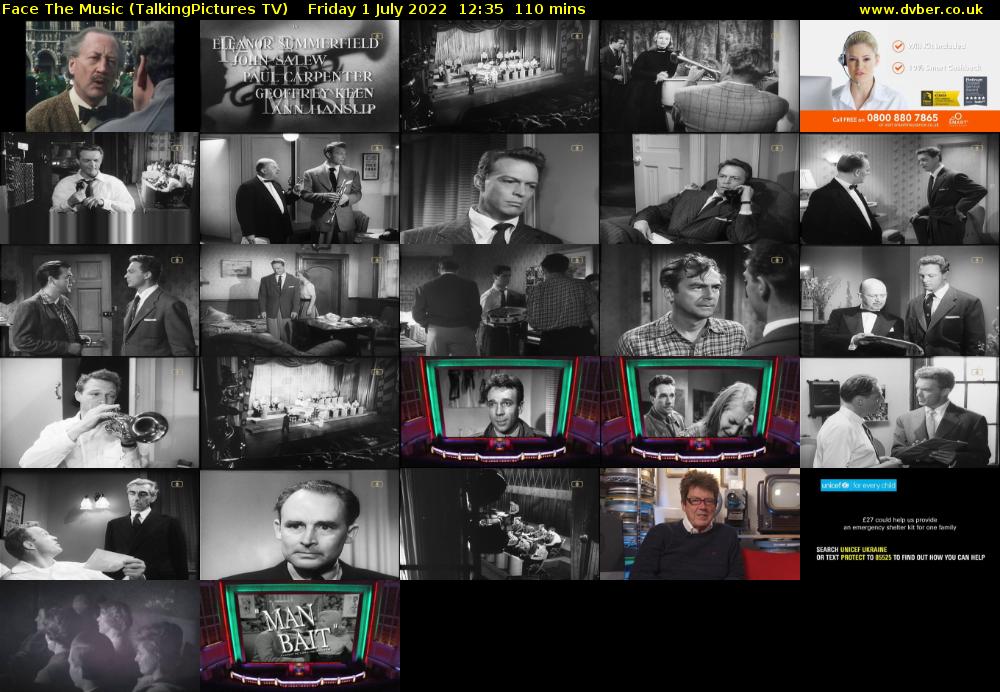 Face The Music (TalkingPictures TV) Friday 1 July 2022 12:35 - 14:25