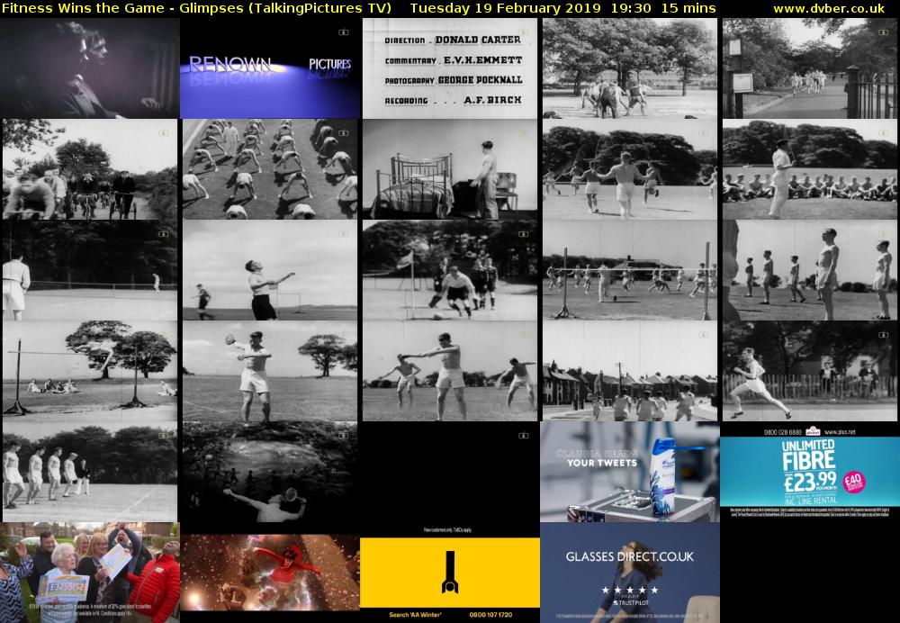 Fitness Wins the Game - Glimpses (TalkingPictures TV) Tuesday 19 February 2019 19:30 - 19:45