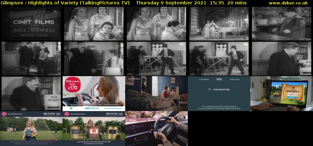 Glimpses - Highlights of Variety (TalkingPictures TV) Thursday 9 September 2021 15:35 - 15:55