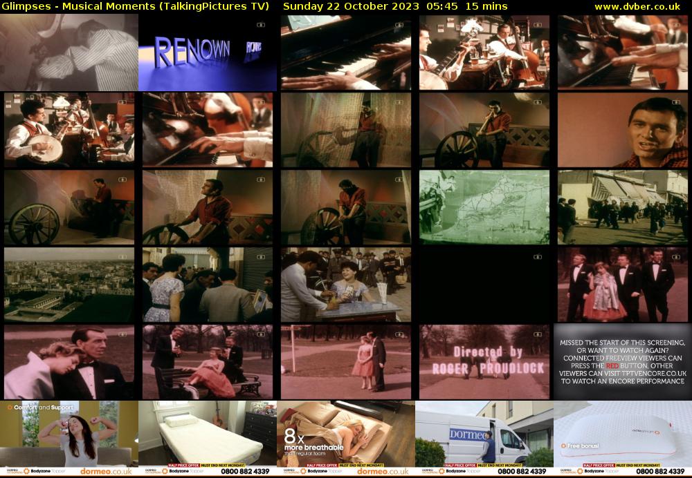 Glimpses - Musical Moments (TalkingPictures TV) Sunday 22 October 2023 05:45 - 06:00