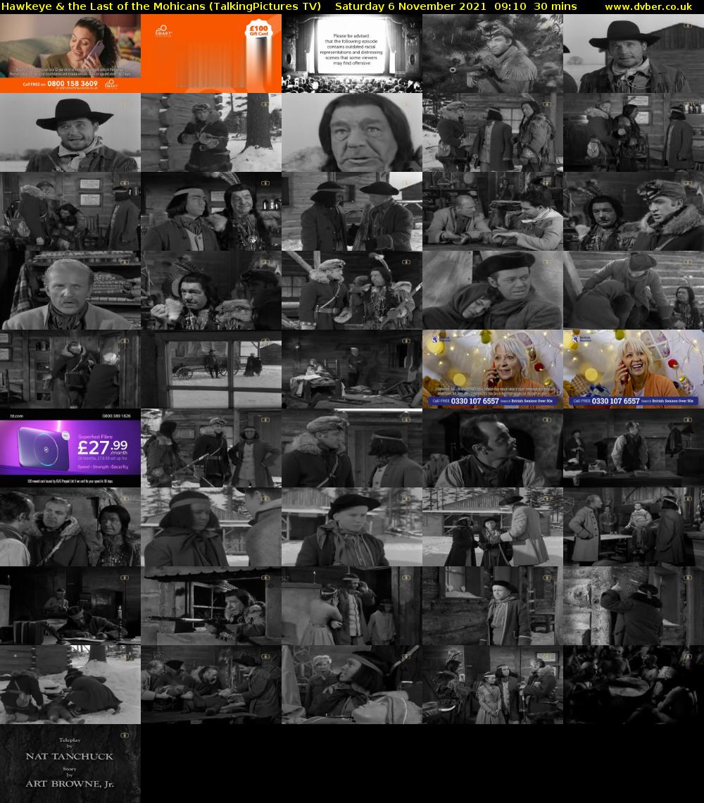 Hawkeye & the Last of the Mohicans (TalkingPictures TV) Saturday 6 November 2021 09:10 - 09:40