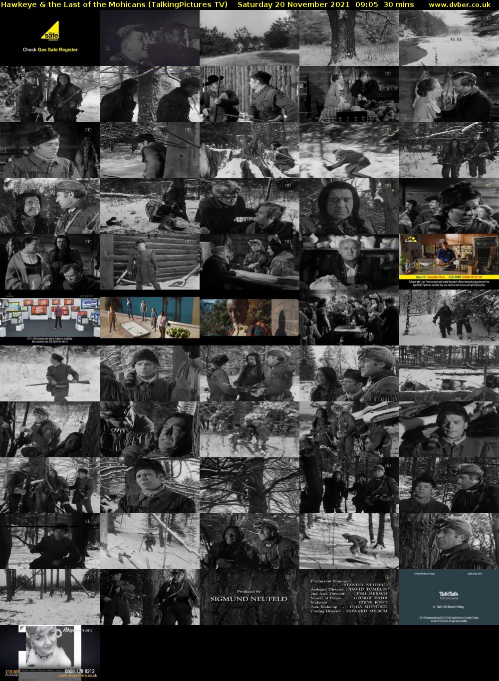 Hawkeye & the Last of the Mohicans (TalkingPictures TV) Saturday 20 November 2021 09:05 - 09:35